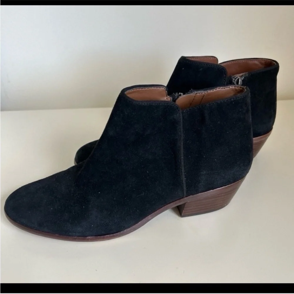 Sam Edelman Black Suede Western Ankle Boots Low Heel Fall Witchy Size 8.5